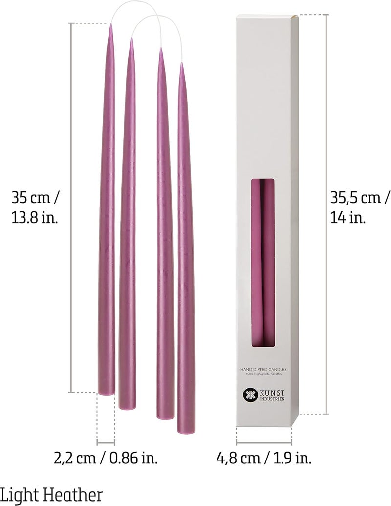 Kunstindustrien ® Taper Candles – Set of 4, 13.8" – Made in Denmark, Long Burning Candles 15h, Unscented & Smokeless Candlesticks, Elegant Tall Candles for Weddings Dinners & Home Decor (Light Heather) - Image 2